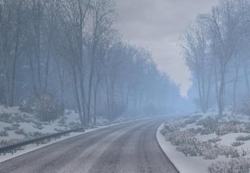 Мод Frosty Winter Weather Mod версия 9.7 (08.02.24) для Euro Truck Simulator 2 (v1.49.x)